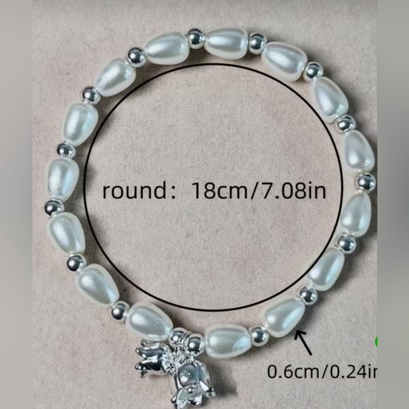 Elegant Silver and White Fashion Pearl Bracelet - Picture 5 of 5